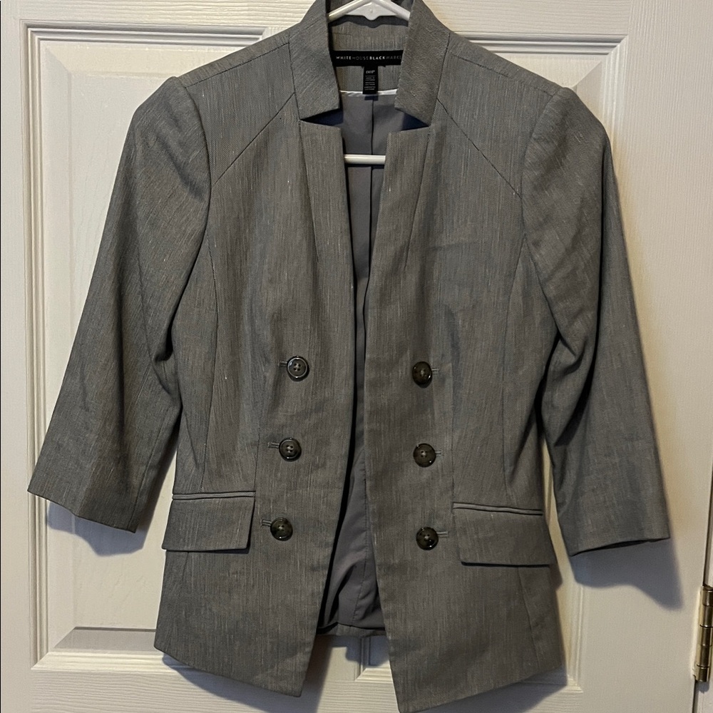 White House Black Market Gray Double-Breasted Blazer